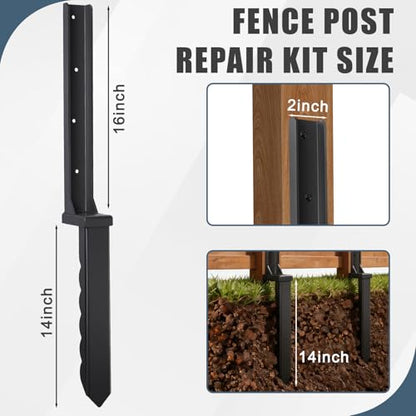 6Pcs Fence Post Repair Kit, Quick Fix Wobbly/Tilted Wooden Fences