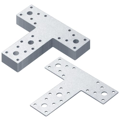 10 PCS T Bracket for 4x4 Wood, T-Strap Connector for Deck Pergola