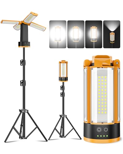 Rechargeable Camping Lights with Adjustable Stand, Orange - color: Orange