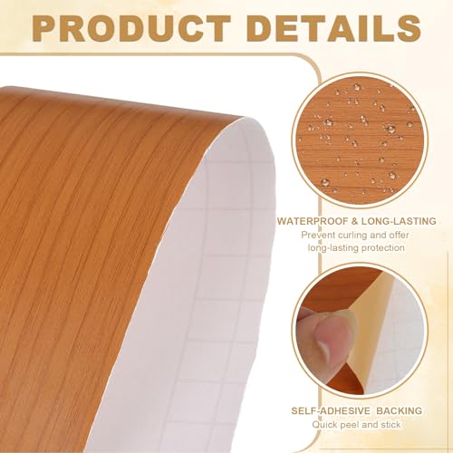 Wood Grain Repair Tape 4" x33', Self Adhesive Realistic Textured Repair Patch Peel and Stick Wood Tape with Scraper for Floor Door Window Furniture Table Red Cherry