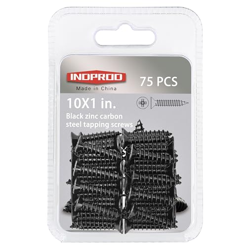 #10 X 1 Black Screw,Flat Head Phillips Wood Screw, Electroplating Black Carbon Steel, #10 X 1-Inch, 75Pcs - color: Black Zinc Plated Screws, size: #10 x 1"