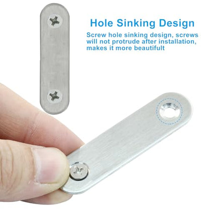 16 Pack 2.5 Inch Stainless Steel Flat Plate Straight Bracket - size: 2.5"-60mm-Silver