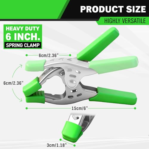 SWANLAKE 16-Piece 6 inch Spring Clamp, Heavy Duty Metal Spring Clamps, Backdrop Clips, 2.4 inch Jaw Opening - size: 6inch 16-Piece