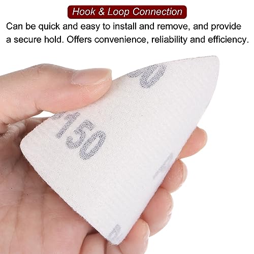 HARFINGTON 60pcs Triangular Hook & Loop Sandpapers 150 Grits 3-1/8" Aluminum Oxide Sanding Pads Random Orbital Mouse Detail Sander Papers Oscillating Multi Tool Sheets - size: 150 Grits