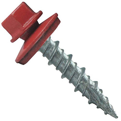 10 x 1 Crimson RED Metal Roofing Screws - Hex Washer Head- Self-Starting/Tapping - EPDM Washer. 1 Bag - 250 Screws - color: CRIMSON RED, size: 1"