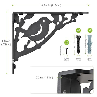 SELEWARE 2 Pack 8" Heavy Duty Shelf Brackets, Bird Decorative L Brackets - size: 8 Inch, style: Bird-2 pack