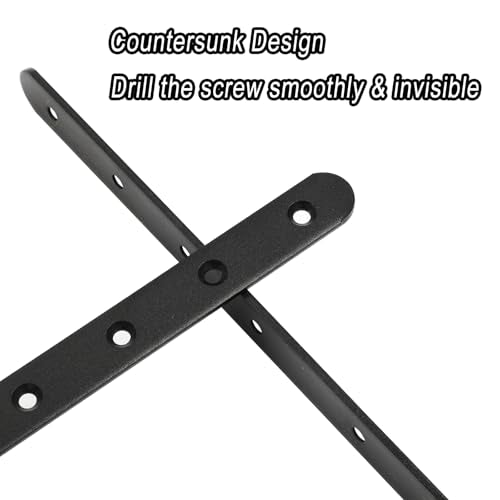 10 Pack Black Flat Mending Plate, 11-5/8" x 3/4" Metal Straight Flat Brackets for 1x6 1x8 Boards, Wood Furniture Repair