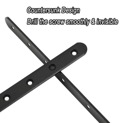 10 Pack Black Flat Mending Plate, 11-5/8" x 3/4" Metal Straight Flat Brackets for 1x6 1x8 Boards, Wood Furniture Repair