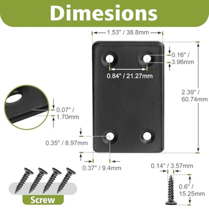 60 x 38 x 1.5mm Flat Mending Plate - Stainless Steel - Black - 6Pcs - color: Black, size: 60 x 38 x 1.5mm