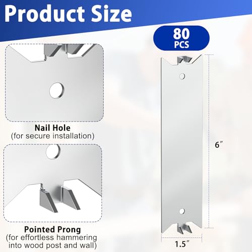 80 Pcs Nail Plates, 1.5 x 6 Inch Nail Plates for Wood Studs, Nail Plates Electrical for Protection Plumbing Wiring - size: (80 pcs)1.5x6Inch