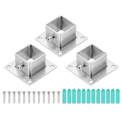 uxcell 3Pcs Square Post Base for 1x1 Posts Fittings, 1.8mmT Stainless Steel Flange Bases Deck Post Brackets Heavy Duty for Deck Fence Railing Handrail Mounting - size: 1" x 1"