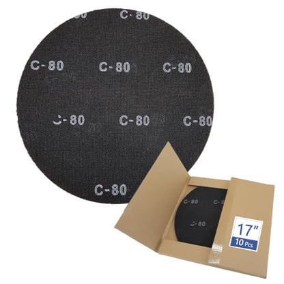 HUAALIUCHE 17" Sanding Screen Discs - Mesh Floor Sanding Screen - Black Silicon Carbide - for Wood Floors (10 Pack, 80 Grit) - size: 17 inch, style: #80-10 Pack
