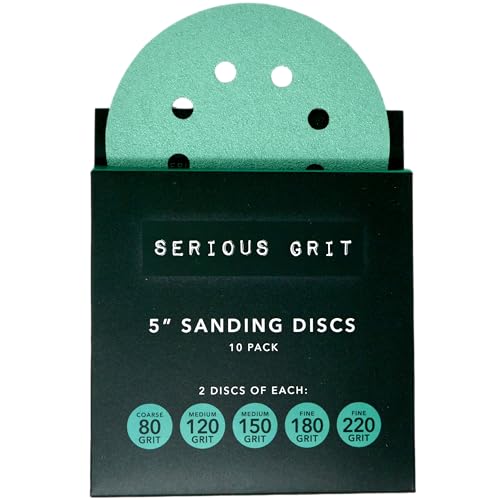 Serious Grit - 5-Inch 8-Hole Sanding Discs - P80-220 Assortment - 10 Pack - size: 5-Inch 8-Hole