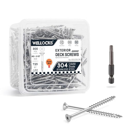 WELLOCKS #10 x 3-1/2 in 304 Stainless Deck Screws, 300 PCS - size: #10×3-1/2"