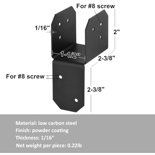4 Pcs 2x4 Post Caps Tie Bracket for Pergola,Joist Anchor Connector,17 Gauge - size: 2x4