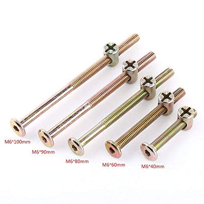 10 Pack M6 X 60mm Barrel Bolt Nuts, Chazcool Cross Dowel Set for Furniture Cots Beds Chair Crib Spare Connector Parts(60mm) - size: 60mm