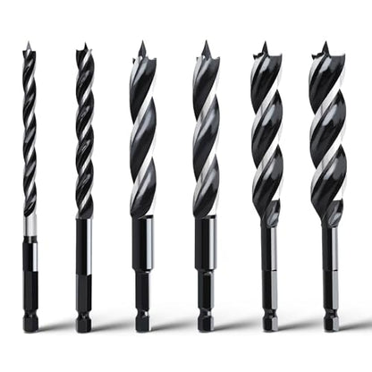6PCS Auger Drill Bit Hex Shank 6" Long (1/4",5/16",3/8",1/2",9/16",5/8") - size: 6 inches
