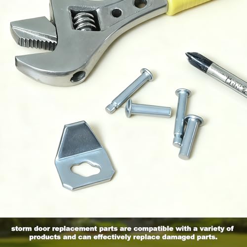 5-Pack Heavy Duty Screen Door Closer Replacement Kit - Compatible with Andersen Larson Pella Emco - Includes 4 Steel Pins & 1 Reinforced Iron Plate for Storm/Security Doors