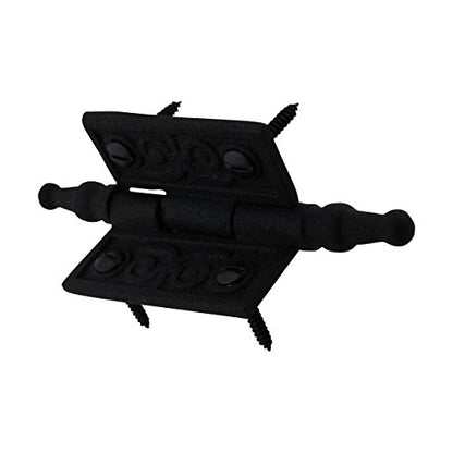 Renovators Supply Manufacturing Black Cabinet Door Hinge 2 in. Rust Resistant Wrought Iron Butt Hinge Victorian Steeple Tip Flush Mount Hinges with Hardware - size: 2 inches - Pack of 1