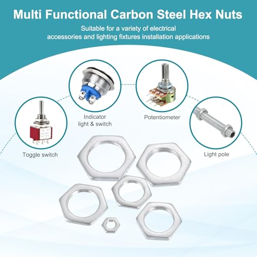 PATIKIL M18x1x4mm Steel Hex Nuts, 12Pcs Metric Fine Thread Carbon Steel Zinc Plated Finished Hardware Screw Nuts Fasteners for Machinery Manufacturing, Industrial Use, 24mm Width - size: M18x1x4mm