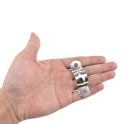 Hahiyo Two Holes Pipe Tube U Bracket Clamps 20MM Heavy Duty No Rust Shiny Strong Resist Wind No Sharp Rigid Strap Clip Conduit Ring 304 Stainless Steel for Fixing Supporting Decorating 10pcs - size: 20mm inside diameter