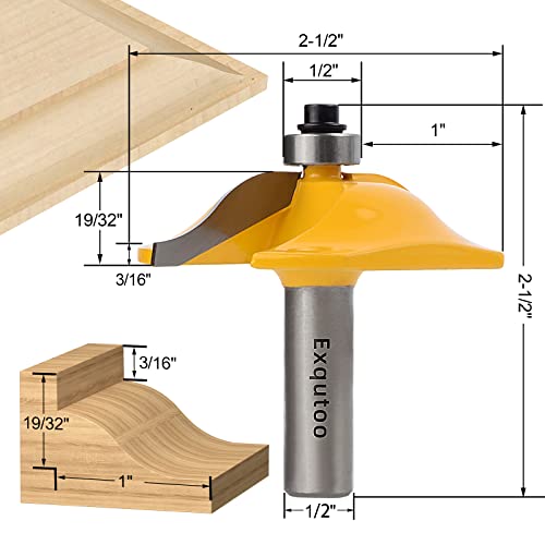 Exqutoo 3PCS 1/2" Shank Router Bit Set - style: 3Pcs 1/2" Shank (Tenon Joint Cutter Diameter: 1-5/8")