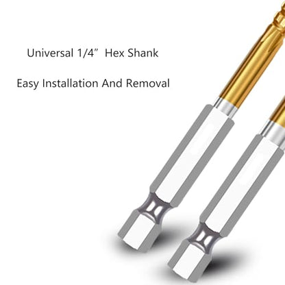 5Pcs Titanium Coated HSS Twist Drill Bit Set, 1/4" Wood Drill Bits with Hex Shank, Serrated Cutting Wood Drilling Set Woodworking Hinge Cutter Tool Kit for Wood Plastic Plywood Thin Metal - size: 5pcs1/4