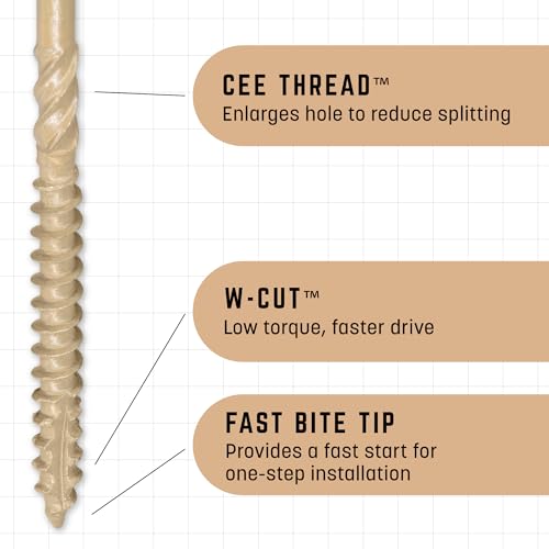 GRK Fasteners Deck Elite #9 x 1-5/8 Inch Decking Screws, 1080 PCS, Corrosion Resistant Coating, Outdoor Fencing, Railing, and Deck Fasteners, Fast Bite Tip, Star Drive Recess, T-25 Bit Included, Tan