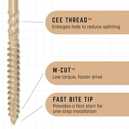 GRK Fasteners Deck Elite #9 x 1-5/8 Inch Decking Screws, 1080 PCS, Corrosion Resistant Coating, Outdoor Fencing, Railing, and Deck Fasteners, Fast Bite Tip, Star Drive Recess, T-25 Bit Included, Tan