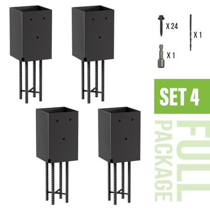 4 Pack 4x4 Metal Post Base Holder Bracket for Concrete Deck (Black) - size: 4IN, style: 4Pcs