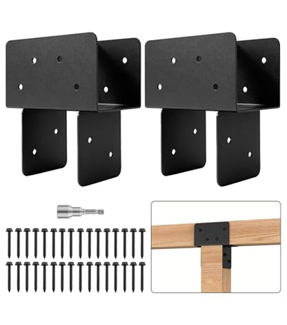 2 Pack 4x4/4x6 Heavy-Duty Post Bracket for Outdoor Pergolas Gazebos Decks - size: 2 Pack Large Brackets 4"x4"
