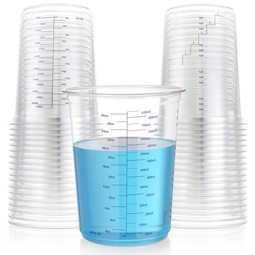Hushee 100 Pcs 32 oz Paint Mixing Cups 1000 ml Disposable Measuring Cups