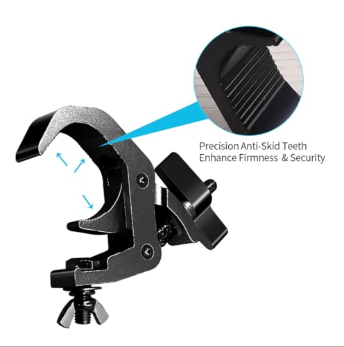 4Pack Heavy Duty Stage Light Clamp Hooks, Aluminum Premium Pro Truss Clamps for Use on 1.57-2.36 inch Trusses, 330 lb Weight Capacity for Use in Moving Head Stage Lighting Fixtures,Black