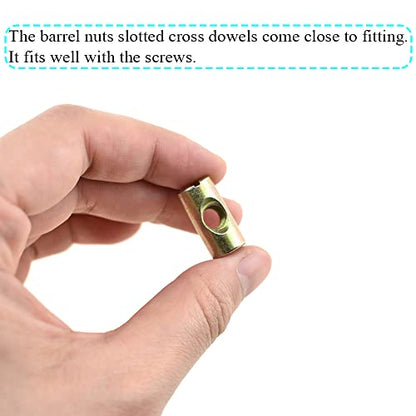 M6x20mm Barrel Nuts Cross Dowels Slotted Bolts Hardware Clean Tight Thread Proper Insert Sturdy Firm Holding Easy Install Align Smooth Screw in Snug Fit for Beds Crib Furniture Chairs 6PCS - size: M6x20-Color-6Pcs