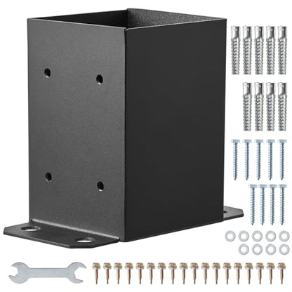 VEVOR 4x4 Post Base, 2 Pcs Post Base Brackets, Inner Size 3.6"x3.6" Heavy Duty Powder-Coated Post Anchor Matte Black Wood Post Brackets for Pavilion Deck Railing Support Deck Base Plate - size: 4x4 2pc