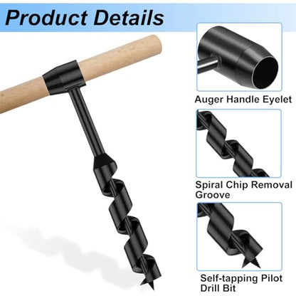4Pcs Heavy Duty Steel Scotch Eye Wood Auger Bushcraft Drill Auger Kit - color: 4 PCS