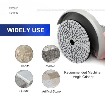 SHDIATOOL 8Pcs 4 Inch Diamond Wet Polishing Pads with White Bond White Buff for Marble Granite Stone - style: White Buff