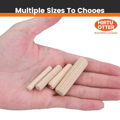 200 pcs 1/4" x 2" Wooden Dowel Pins, Hardwood, Kiln-Dried Fluted & Beveled Design for Easy Insertion for Woodworking, Furniture, Crafts & DIY Projects (M6 x 50) - size: 1/4" x 2"