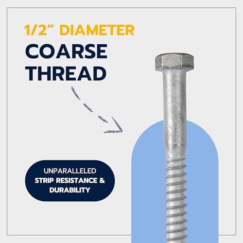 1/2 x 6 (25 Pack) Lag Screw Kit, 25 Screws and 25 washers, Hot Dip Galvanized, Meets ASME B18.2.1 Industrial/Commercial Grade by Makers Bolt - size: 1/2 x 6