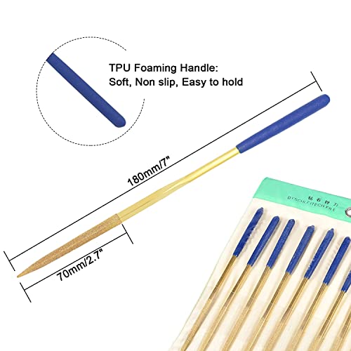10 Pcs Diamond Needle File, 5x180mm, Square, 150 Grit
