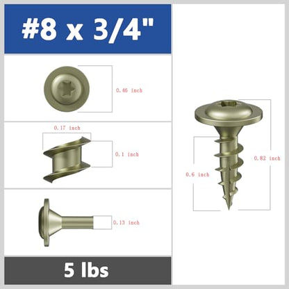 Wensilon #8 x 3/4" Yellow Lag Screws,Structural Wood Screw,171PCS 1lbs 4.2x19mm - color: Yellow, size: #8 x 3/4"
