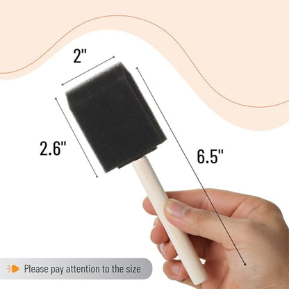 Bates- Foam Paint Brushes, 2 Inch, 75 Pack, Black Foam Brushes for Painting with Lightweight Wooden Handles - color: Black, size: 2 Inch, 75 Pack