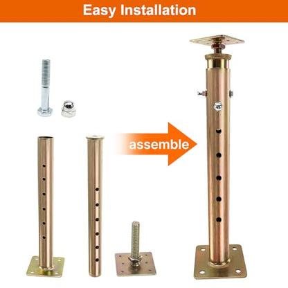 4 Pack Adjustable House Floor Jack,19.5" - 34.5" Height Range, Telescoping Jack Post for Basement Deck Leveling - size: 19.5-34.5 inch
