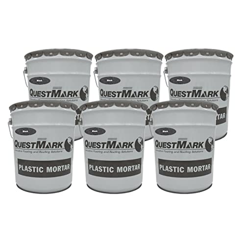 QuestMark 2110 High Traffic Epoxy Concrete Floor Patch and Resurfacer - 1/4 Pallet (6 x 5 Gallon Unit), Black - High Impact and Abrasion Resistant Repair - color: Black, size: 5 Gallon (Bulk of 6)