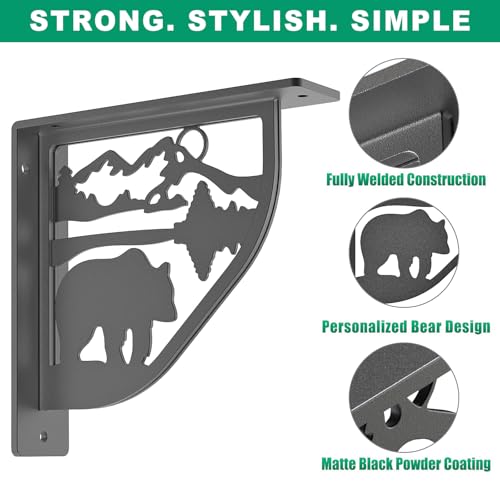 SELEWARE Heavy Duty Shelf Brackets 8" Decorative L Brackets, Bear 2Pcs - style: Bear-2 pack