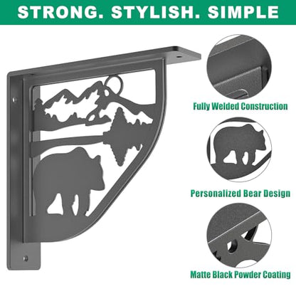 SELEWARE Heavy Duty Shelf Brackets 8" Decorative L Brackets, Bear 2Pcs - style: Bear-2 pack