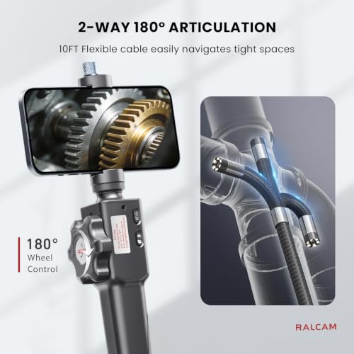 Ralcam Two-Way Articulating Borescope for iPhone&Android - size: 0.33-10FT