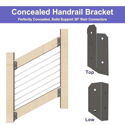4 Pair 2" x 4" (1 ½" x 3 ½" Actual) Deck Railing 35° Stair Connectors Stainless Steel, for Fence Railings Handrail Installation Deck Railing Bracket - size: 2×4 Angle 35°