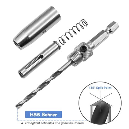 4 Pieces Self-Centering Hinge Drill Bits, HSS Door Self-Centering Hinge Hole Opening Drill Bit Set with Allen Key, 5/64", 7/64", 9/64", 11/64"