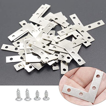 40-Pack L Corner Brackets Gold 1.5inch Iron Decorative Brace Silver - size: Silver